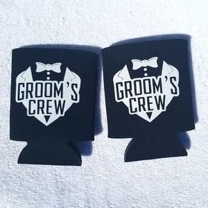 Koozies beer holder Set of 2 Pc Bridal Beach Wedding Party Cottage Rare New Copy